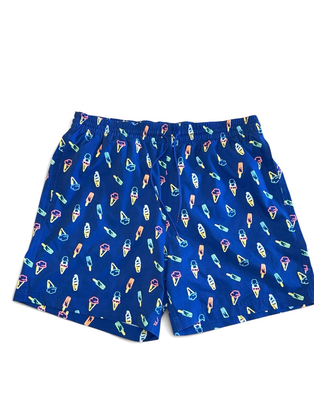 Caribbean Swimwear Men’s Large Navy Ice Cream Popsicle Print Swim Trunks